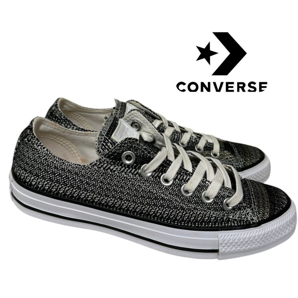 New Converse All Star Dobby Weave Black White Low Top Shoes 7